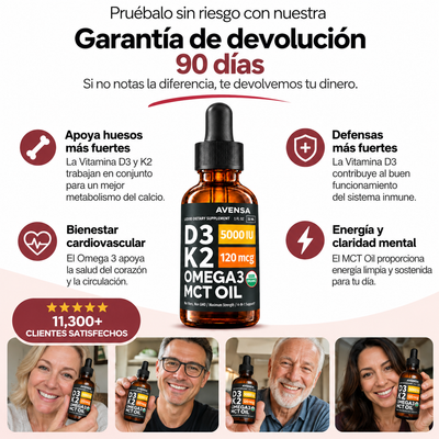 D3K2 Omega+ Drops™ Vitamina D3 + K2 + Omega 3 + MCT Oil