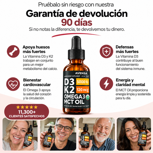 D3K2 Omega+ Drops™ Vitamina D3 + K2 + Omega 3 + MCT Oil