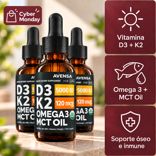 D3K2 Omega+ Drops™ Vitamina D3 + K2 + Omega 3 + MCT Oil
